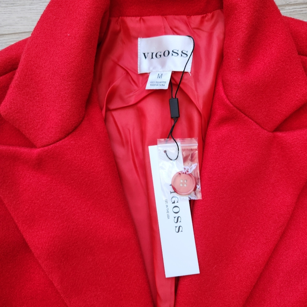 Vigoss Red Peacoat Jacket Women's Medium Nwt - Picture 7 of 12